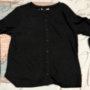 Women's Classic Black Button-Front Lightweight Sweater